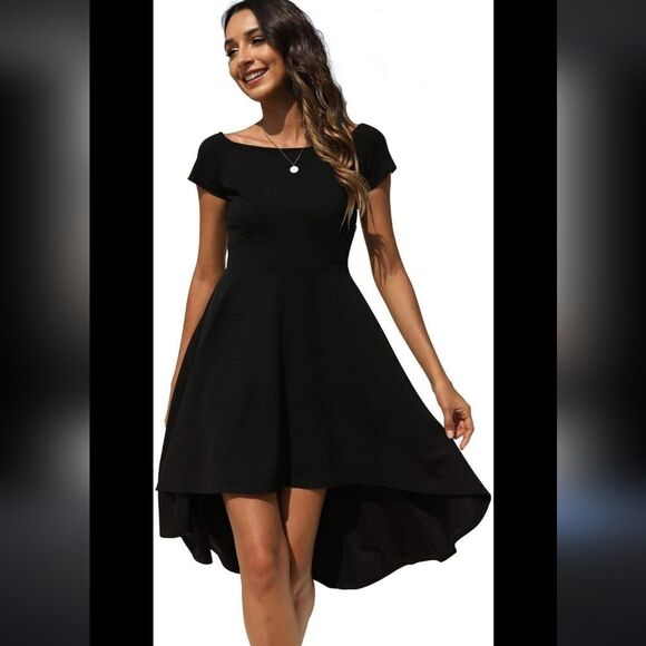 SHENBOLEN Women's Off Shoulder High Low A Line dress sz M - Picture 9 of 11